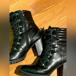 Healed Black boots.   Amazingly sexy and comfortable size 12